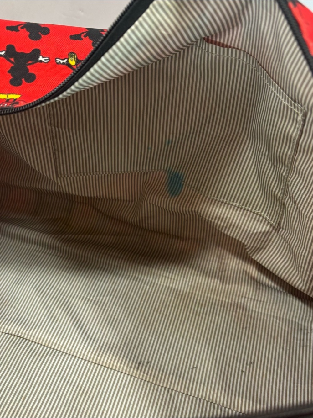 Disney Mickey Mouse Red Loungefly Duffle Bag All Over Mickey Travel 10x20” Read - Picture 11 of 12